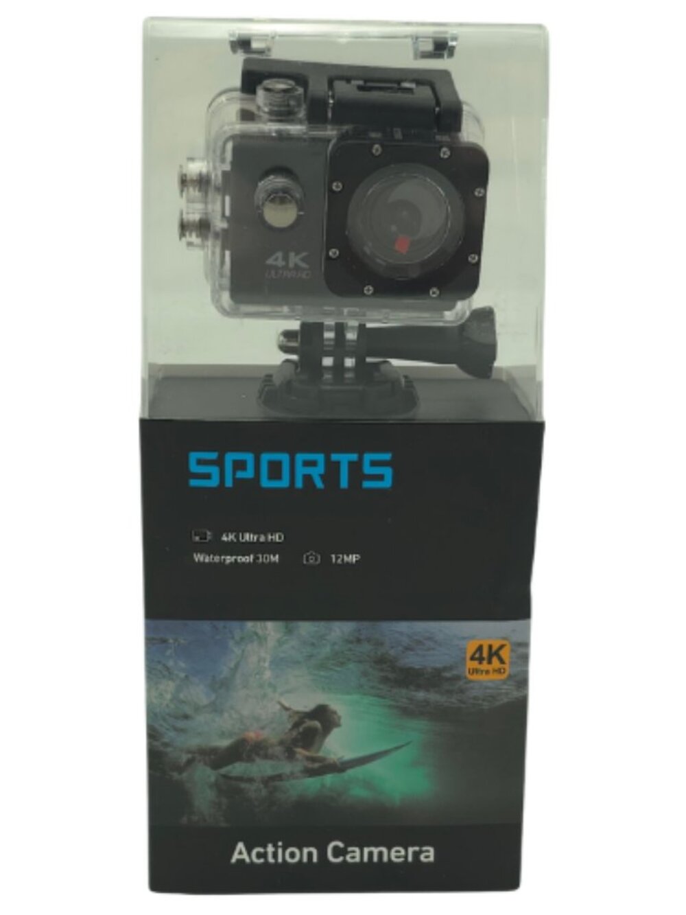 4K Ultra HD Action Camera 12MP 30M Waterproof 2 Inch LCD Black